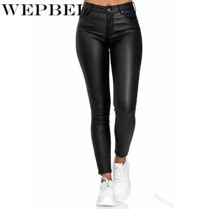 WEPBEL Leather Pants Plus Size Women